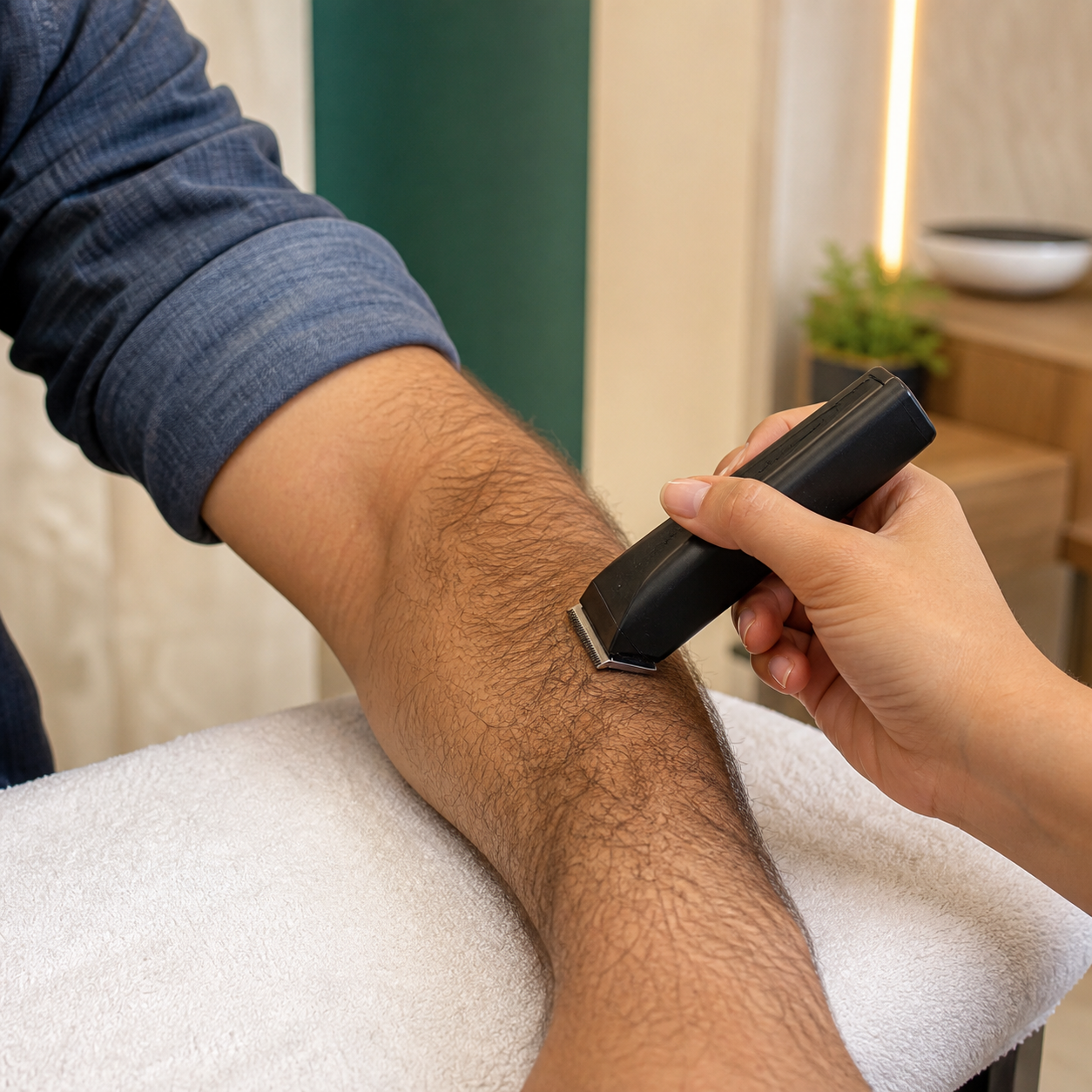 Depilação masculina realizada com máquina