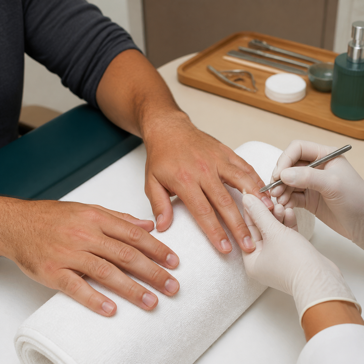 Cuidado masculino de manicure