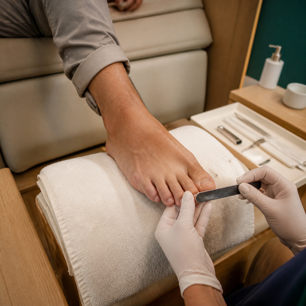Cuidado masculino de pedicure