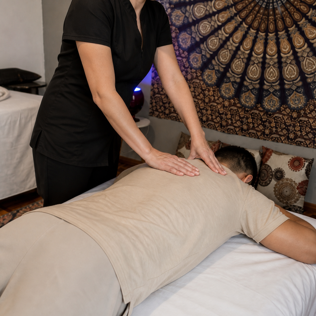 Massagem relaxante realizada na Toque Natural