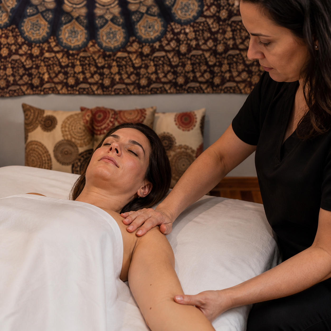 Toque consciente durante massagem tântrica na Toque Natural