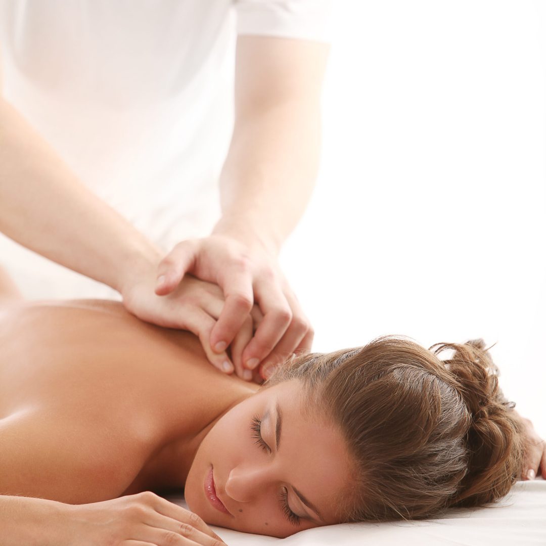 Portrait of beautiful caucasian woman enjoy massage